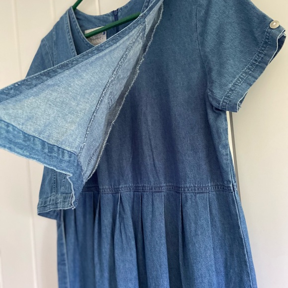 Vintage Pellini Blues petites women's 6P Denim Dress Tie Vest Floral Embroidery - Picture 9 of 16